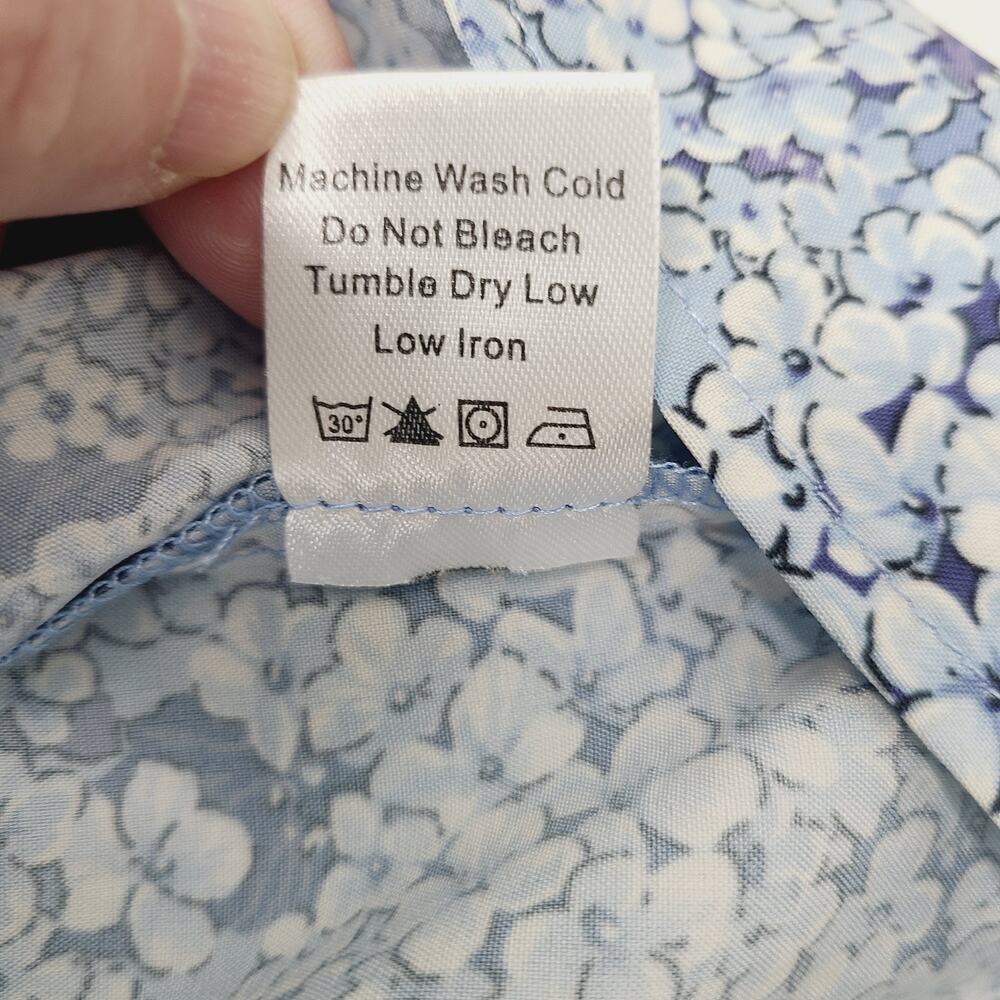 Tuckernuck Floral Dress XL Blue White Shirt Dress Preppy Cottagecore - Picture 10 of 10